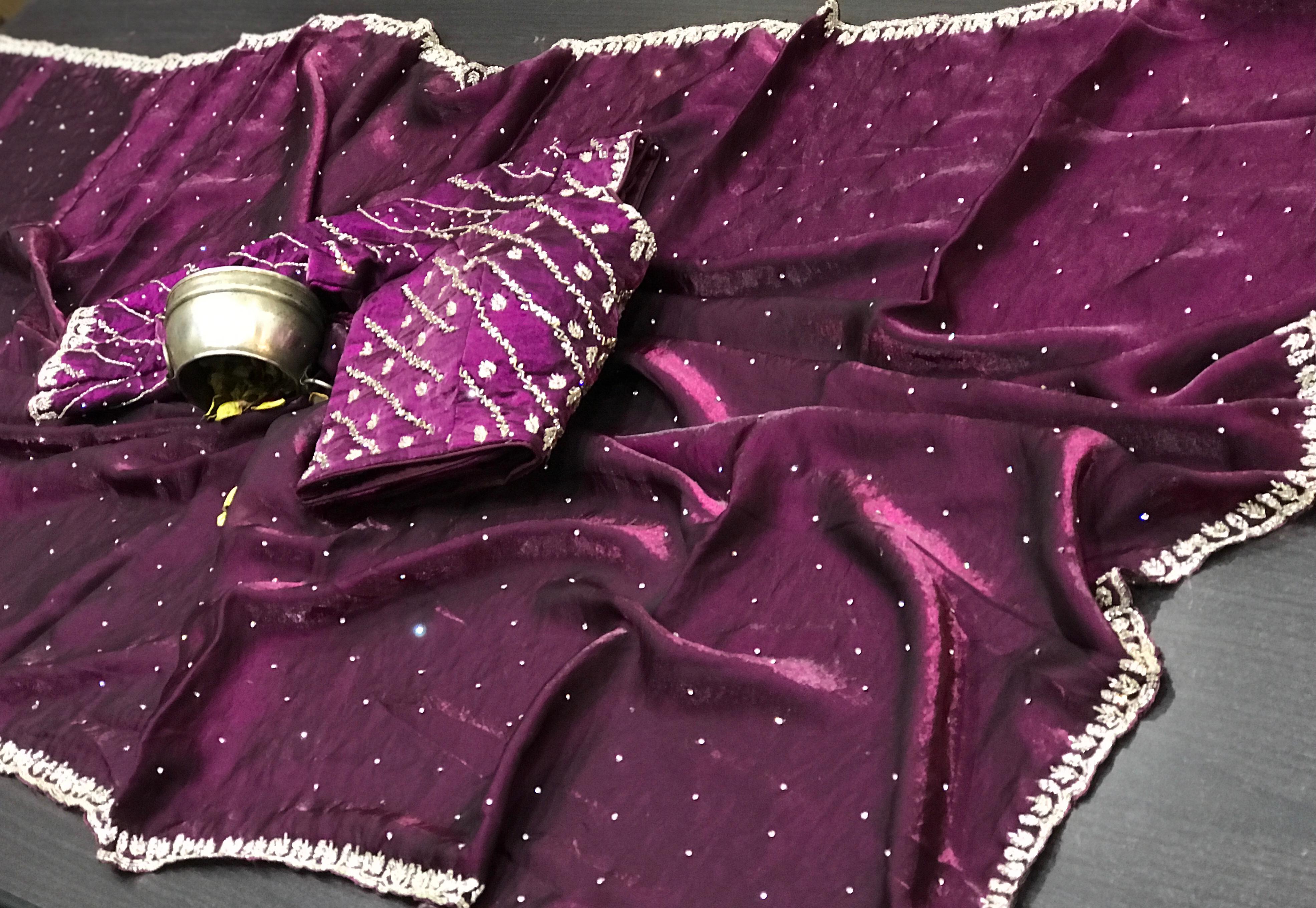 Fendi Silk Fancy Saree In Purple