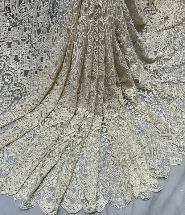 Classy Fine Thread Embroidered Dyeable Customised Sharara/ Plazzo Lehenga In Cream