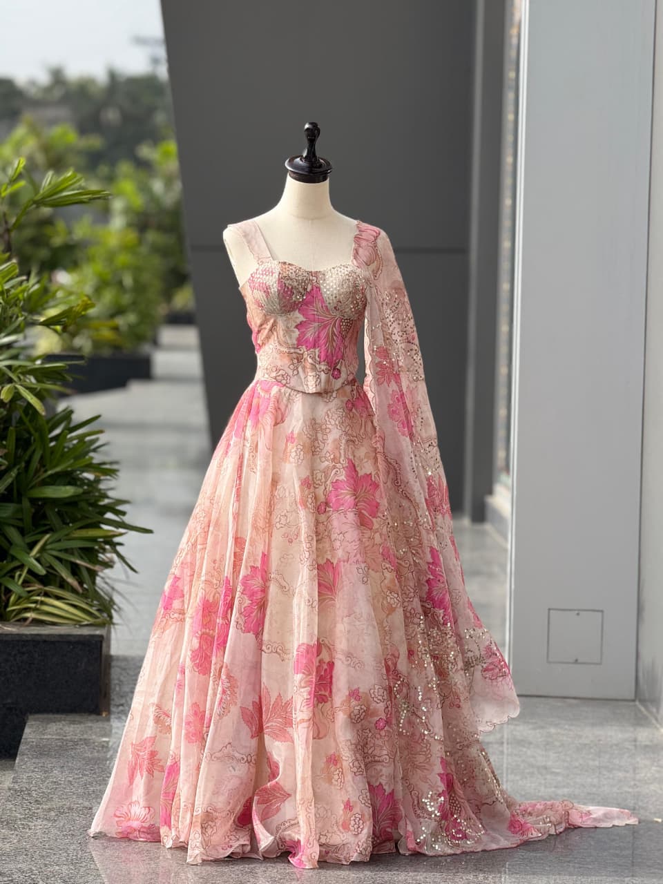 Exclusive Corset Floral Lehenga Set