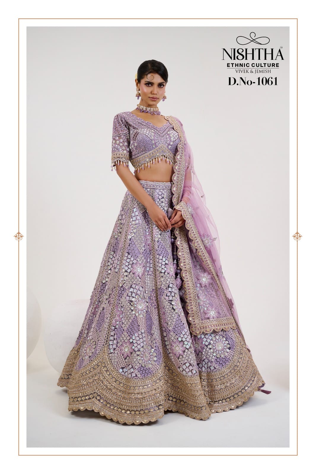 Designer Net Lehenga In Lavendar With Embroidered& Handwork Blouse