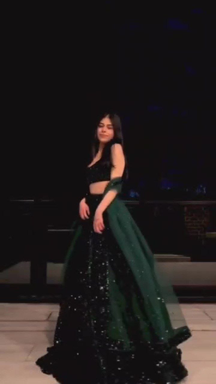 Premium Velvet Lehenga Set In Dark Green