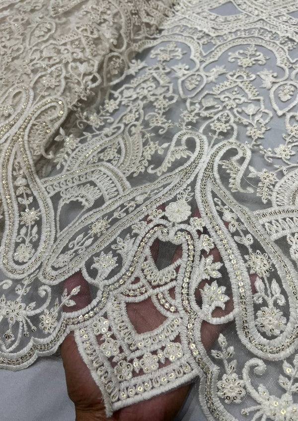 Classy Fine Thread Embroidered Dyeable Customised Sharara/ Plazzo Lehenga In Cream