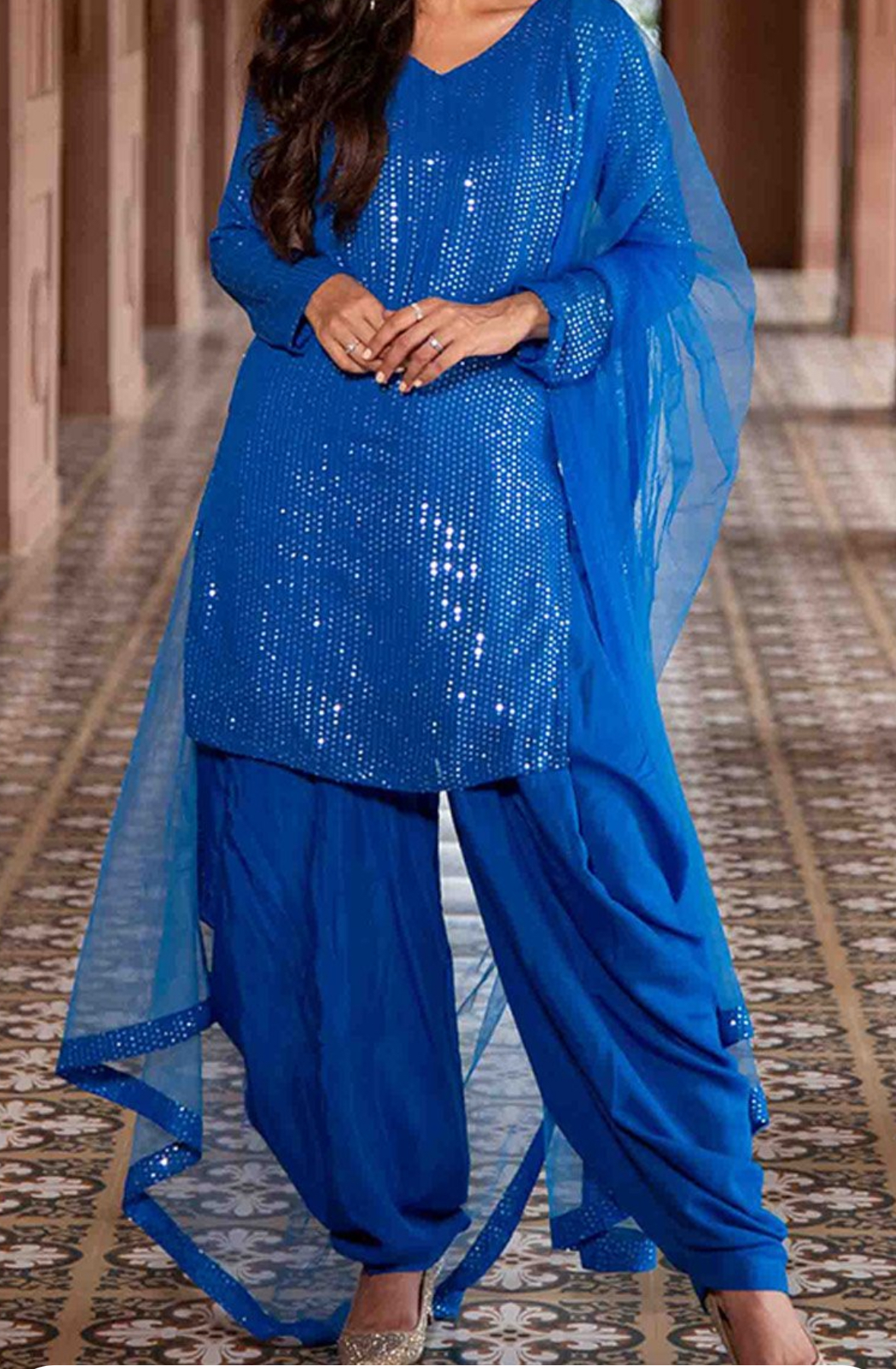 Heavy Net Embroidery Patiala Suit