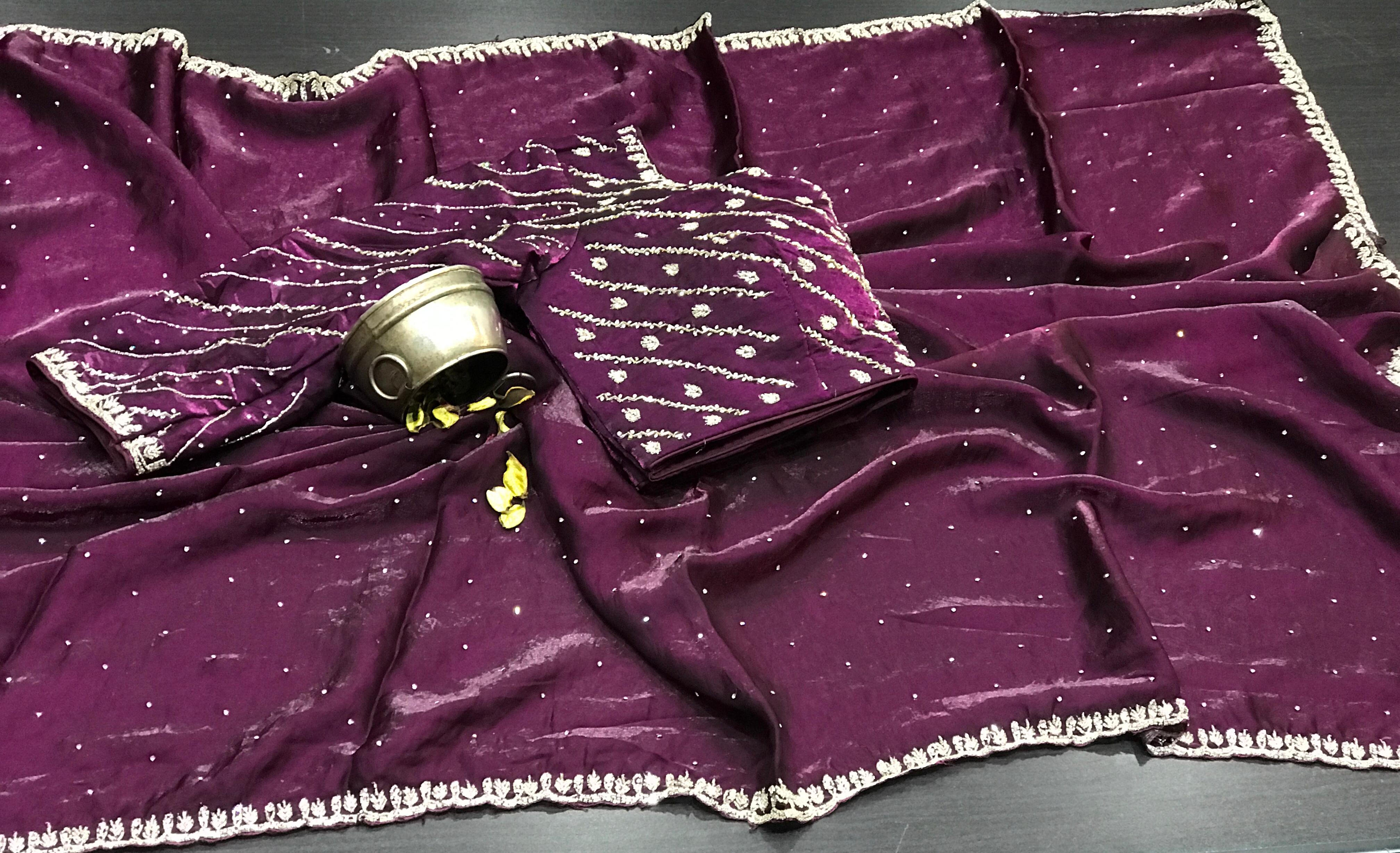 Fendi Silk Fancy Saree In Purple