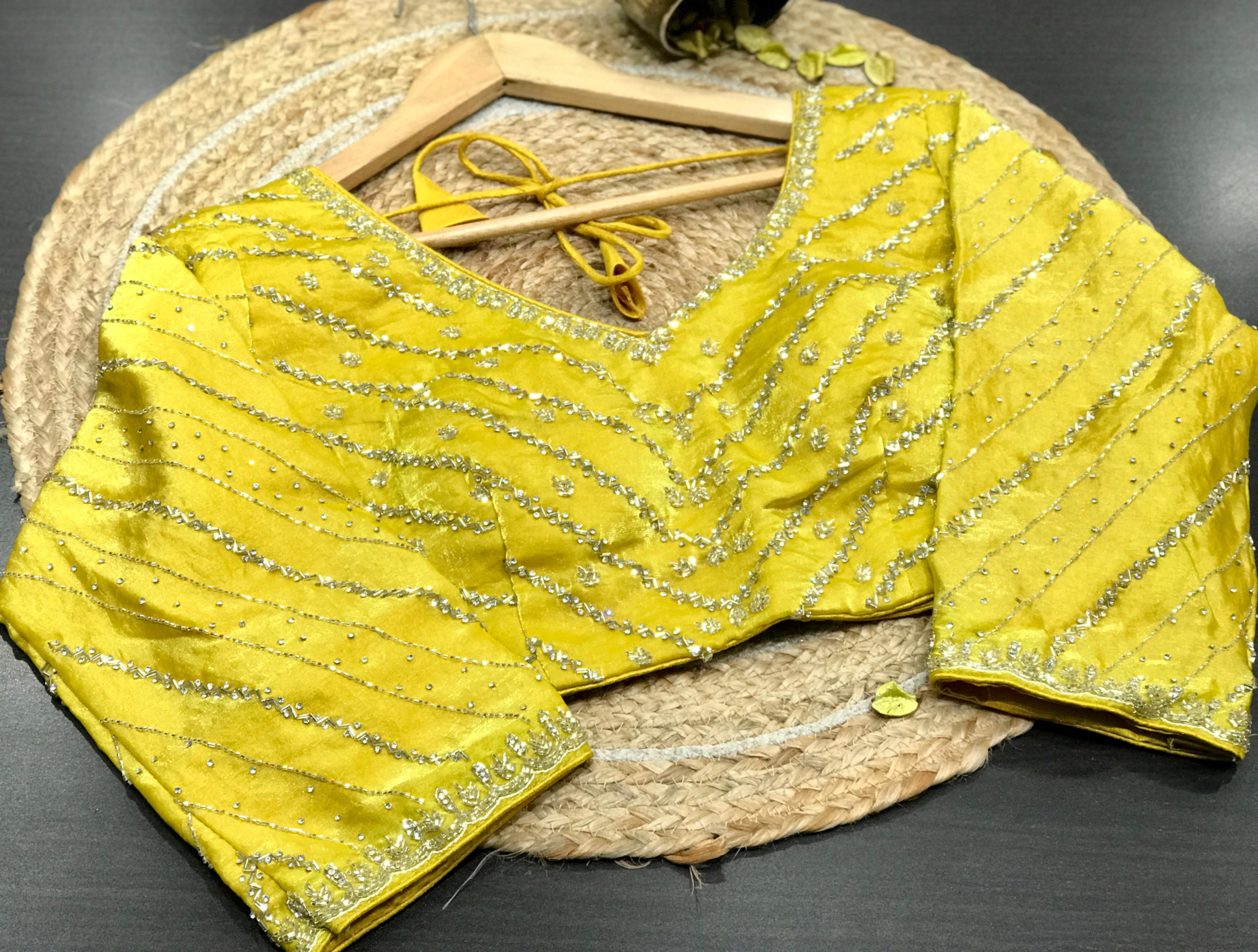 Fendi Silk Fancy Saree In Lime Yellow