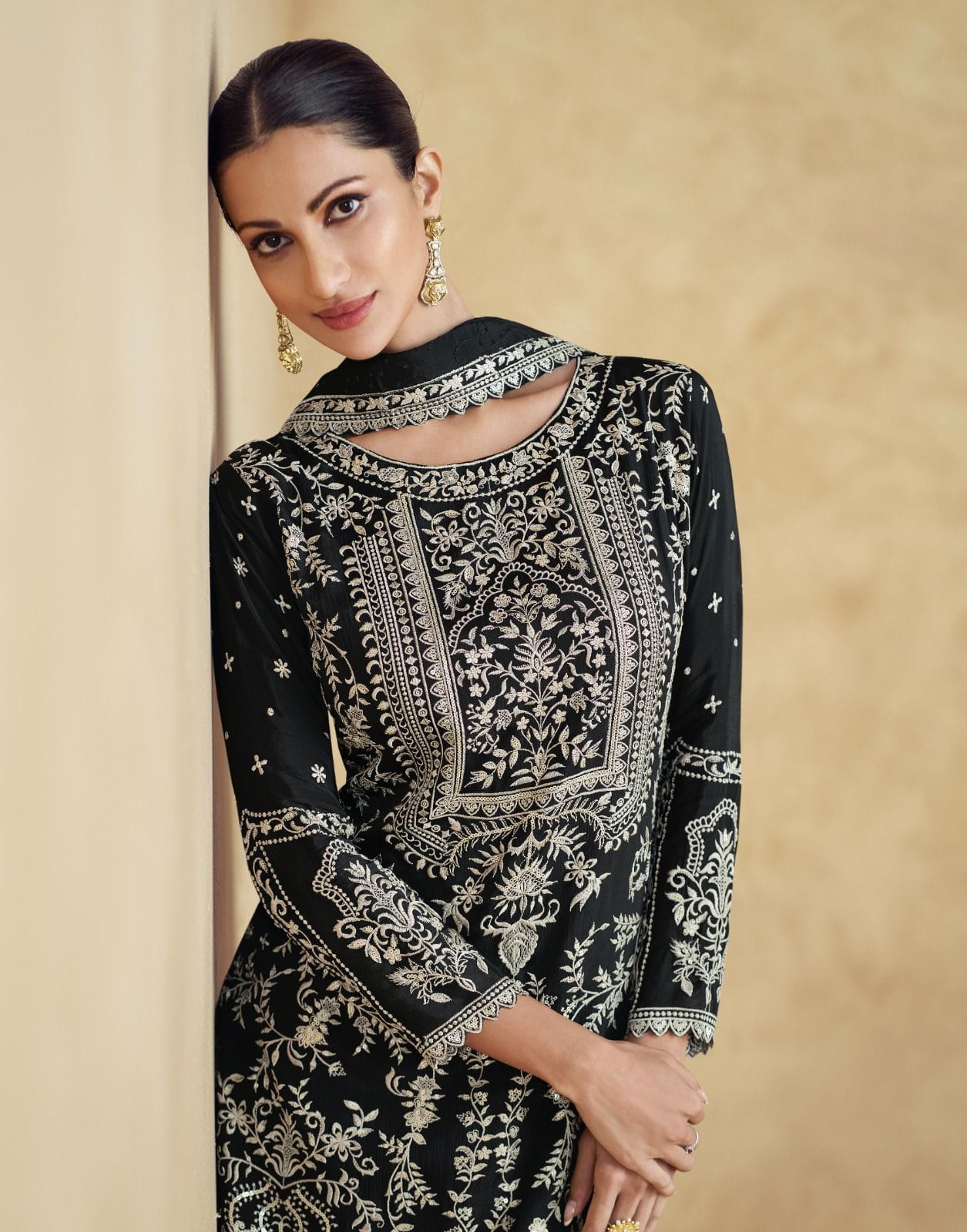 Heavy Net Embroidery Patiala Suit
